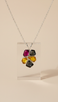 Colorful glass stone pendant necklace