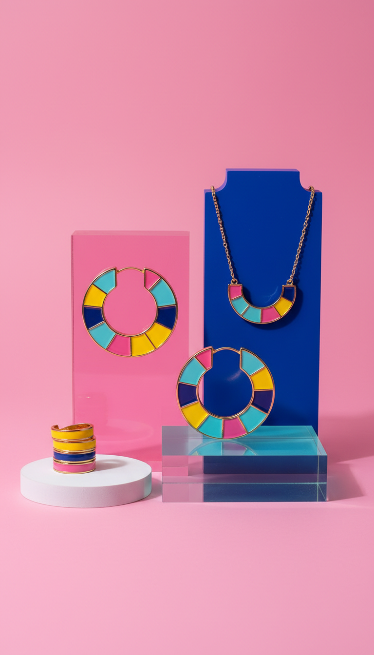 Chunky enamel hoop earrings